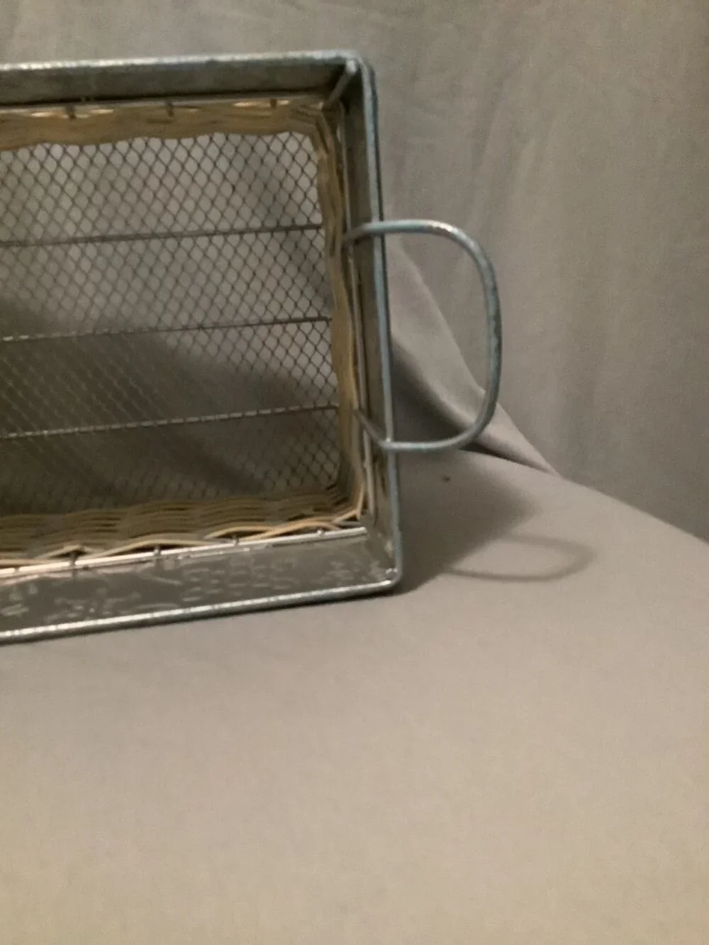 Boho Farmhouse Wicker Galvanized Metal Rectangular Basket } Planter-Shabby Chic